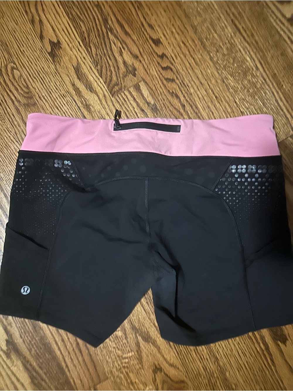 lululemon athletica Black Bike Shorts with Pink Waistband - Picture 1 of 2